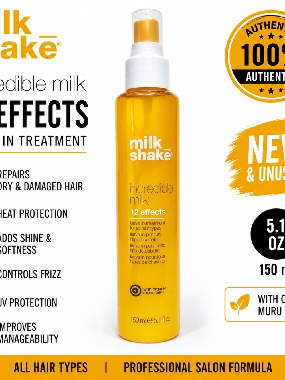 NEW Milk Shake Incredible Milk 12 Effects Leave In Treatment 5.1 Oz 150mL No Box